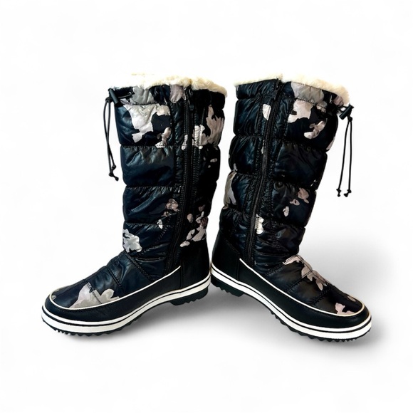 GlobalWin Women's Black & Gray Camouflage Snow Boots • Faux Fur Lining •Size 8.5 - Picture 4 of 16